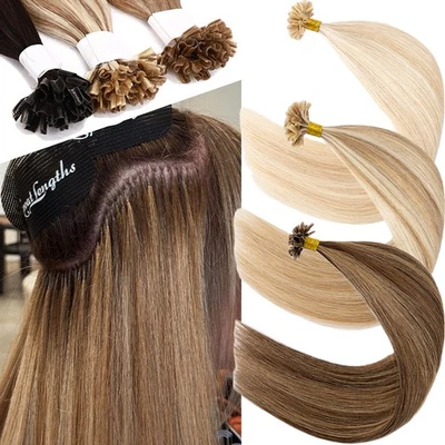 Glue Fusion Flat Nail U Tip 100% Remy Human Hair Extensions Highlight 1G/S THICK - Image 1 of 4