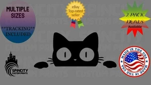 CAT Peek-a-Boo Car Window Vinyl Decal Laptop Animal Peeking Bumper Sticker NEW - Picture 1 of 13