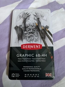 New/Sealed Derwent 12 Graphic 6B-4H Medium Graphite Pencils, Please Read Details - Picture 1 of 3