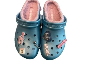 Crocs Mean Girls Limited Edition Platform Clogs Shoes Blue & Pink Lined Size 9 - Picture 1 of 17