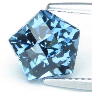 3.67Ct Striking Natural London Blue Topaz 9m Pentagon Checker Cut Loose Gemstone - Picture 1 of 5