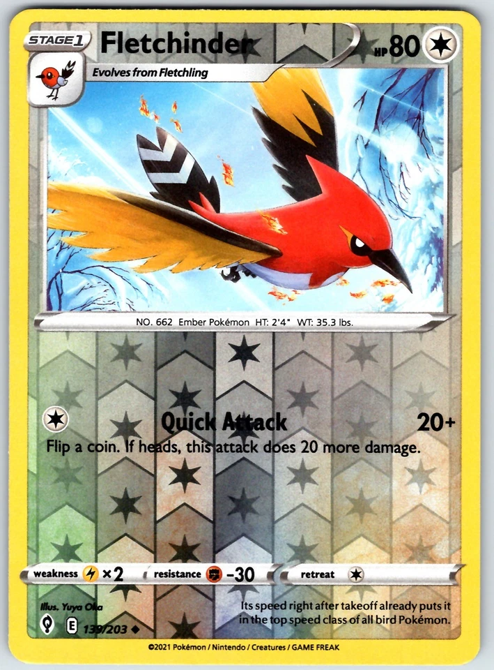 Fletchinder Uncommon SWSH07: Evolving Skies Reverse Holo 139/203 LP - Image 1 of 1