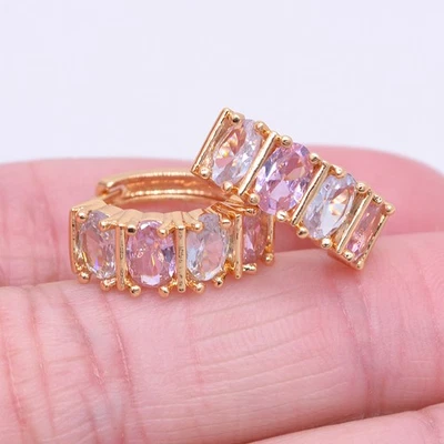 Pendientes Huggie Aro Topacio Místico Blanco Verde Relleno de Oro Amarillo 18K para Mujer Foto 1 de 4