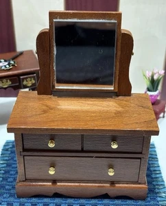 VTG Halls Lifetime Toys Doll House Farmhouse Mirrored Dresser Wood 1970s USA - Picture 1 of 7