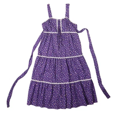 Vestido midi sin mangas de encaje estampado floral de colección años 70 10 M Cottage Core Prairie Ditzy Foto 1 de 4