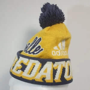 Nashville Predators Blue/Yellow Adidas NHL Knit Beanie Pom Pom Hockey Winter - Picture 1 of 24