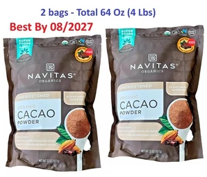 2-Pack Navitas Unsweetened Organic Cacao Powder 32 oz Each bag, Total 4 Lbs - Picture 1 of 3