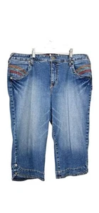 Vtg Baby Phat Women's Size 20 Cropped Rainbow Pocket Denim Jeans Cotton Spandex - Picture 1 of 5