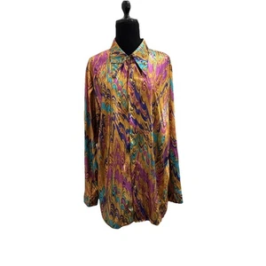 CHARADES METALLIC PARTY SHIRT FARBEN PSYCHEDELIC LARGE VINTAGETE - Bild 1 von 18