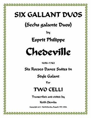 Cello Duets 6 Gallant Duos by Chedeville - Rococo 28 pp of music NEW 6 suites - Image 1 of 4