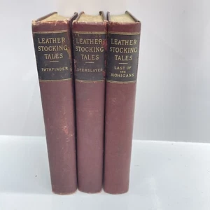 James Fenimore Cooper LEATHER STOCKING TALES 3 Volume Vintage Hardcover Book Set - Picture 1 of 9