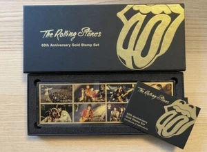 THE ROLLING STONES 60th Anniversary GOLD PLATED STAMP SET UK Royal Mail ❤️Rare - Picture 1 of 13