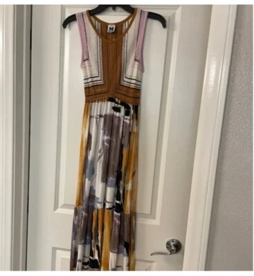 Maxi Vestido MISSONI Multicolor Pintura Salpicaduras Niveles Sin Mangas Talla 6. $1,195 Foto 1 de 4