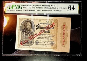 1923 Germany  1 BILLION MARK Banknote PMG 64 UNC CHOICE UNC - Picture 1 of 2