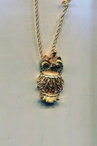 CRAFT SIGNED GREEN EYED OWL NECKLACE usa - Picture 1 of 2