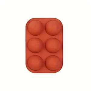 ONE Silicone Chocolate Mold W/6 Semi Sphere Jelly Holes/C. Cake,Cocoa Ball,Candy - Picture 1 of 10