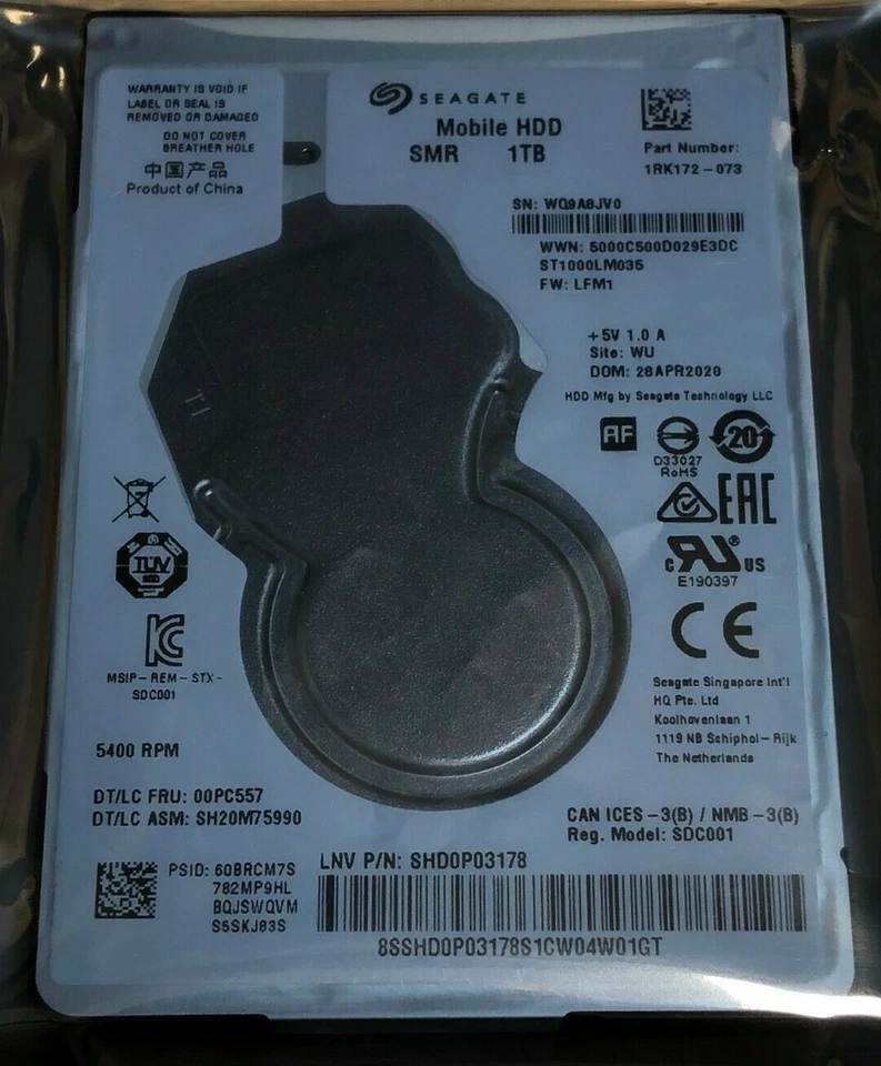 Seagate BarraCuda ST1000LM035 1TB SATA 2.5" 7mm 128MB Cache HDD laptop dell HP - Image 1 of 1