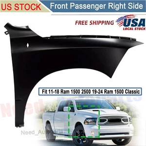 Fender For 2011-18 Ram 1500 2500 19-24 Ram 1500 Classic Front Right Primed - Picture 1 of 15