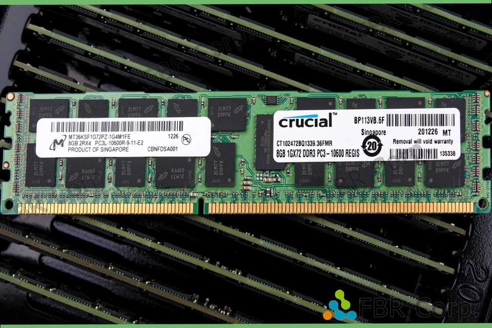 Grade A 96GB Lot 12 Micron Crucial 8GB PC3L-10600R DDR3L RAM MT36KSF1G72PZ-1G4 - Image 1 of 1