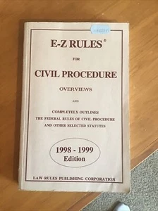E-Z Rules : Civil Procedure, 1998-1999 by J. Ezon; J. Dweck - Foto 1 di 3