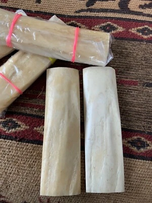 2 CAMEL BONE Natural texture BARK KNIFE HANDLE MATERIAL SCALES 5” X 1 1/2”