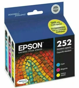 Original EPSON 252 (T252520) Tintenpatrone Cyan, Magenta & Gelb Ablaufdatum 7/2021 Neu - Bild 1 von 4