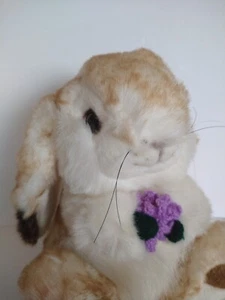 10 Zoll Vintage entzückender Osterhase, lila Blume, Top Zustand super weich - Bild 1 von 11