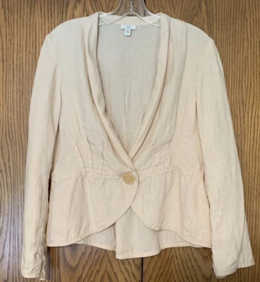J. JILL Natural Linen 1 Button Jacket Women's Size S - Image 1 of 4