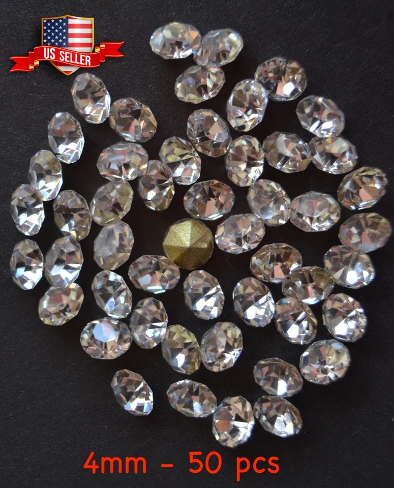 50 piezas 4 mm 16SS Lámina Redonda Trasera Cristal Estrás Joyería Reparación Artesanía Foto 1 de 1