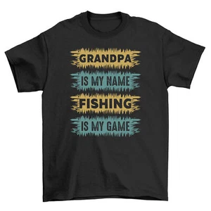 Grandpa is my Fishing Name Funny T-Shirt - Level 4 Grandpa Gamer. Ideal for Cast - Picture 1 of 46