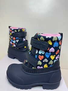 Carter's Little Girl's Easy on & Off Waterproof Hearts Snow Winter Boots size 6