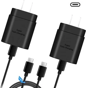 2x Super Fast 25W Wall Charger & USB-C Cable for TCL 20 XE - Black - Picture 1 of 7