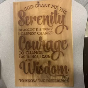 God Grant Me The Serenity Prayer 16x 11" Wooden Plaque Laser Imaging - Picture 1 of 12