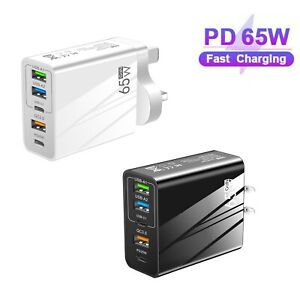 Fast Charge Wall Charger QC 3.0 65W USB & 33W PD Port Power Adapter UK US Plug