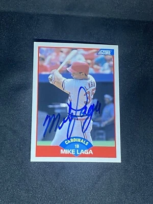 Mike Laga 1989 Score #536 St. Louis Cardinals Auto Autographed Signed MLB Card - Image 1 of 3