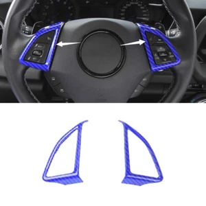 For Chevrolet Camaro 16-2022 Blue Carbon Fibre Steering Wheel Button Frame Cover - Picture 1 of 6