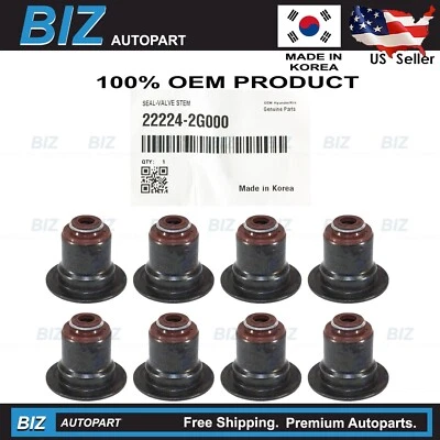 8PCS 22224-2G000 Valve Stem Oil Seals for 2006-2017 Hyundai Kia 1.6L 1.8L 2.0L Foto 1 de 4