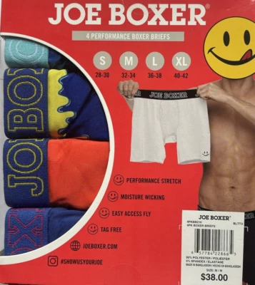 Joe Boxer 4 Pairs Performance Stretch Boxer Briefs Size M Medium 32-34 $38 - Image 1 of 3
