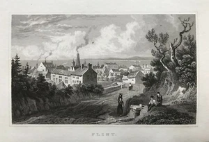 1830 Antique Print; Flint, Flintshire, northeast Wales after Gastineau - Picture 1 of 2