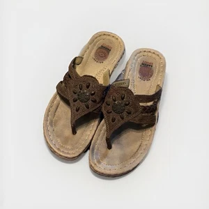 Earth Spirit Aimi Women’s Sandals Size 6.5 Brown/Tan Leather Flip Flop - Picture 1 of 7