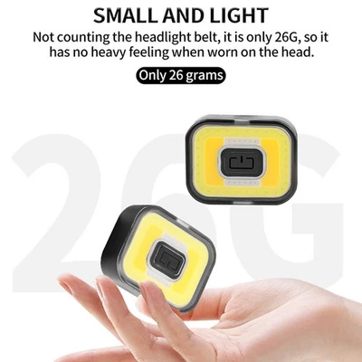 USB-Ladekopfleuchte COB Tragbare Mini-Lampe Mit Roter Und Blauer Warnlampe 8S2C - Bild 1 von 4