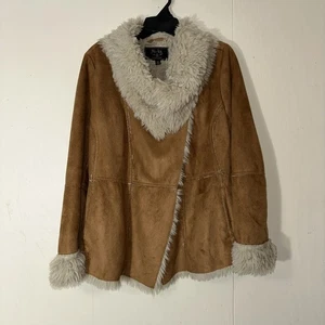 Mo-Ka Original Rezept Gr. MFaux Suede Faux Shearling Lined Coat M#320 - Bild 1 von 17