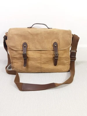 J Crew Abingdon Messenger Bag Canvas Leather CrossBody Shoulder Distressed  - Image 1 of 4