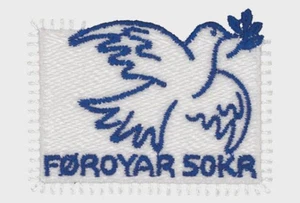 2025 Dove of peace - Faroe - embroidered stamp - Foto 1 di 1