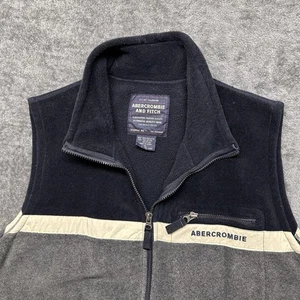 Vintage Abercrombie & Fitch Jacket Mens XL Gray Blue Fleece Vest Full Zip Y2K - Picture 1 of 8
