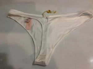 Vintage 2004 Victoria Secret White Satin Keyhole Low Rise Thong Size Sm New - Picture 1 of 3
