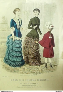 Gravure Mode elegante Parisienne 1883 # 04 (Old Fashion plate) - Imagen 1 de 1