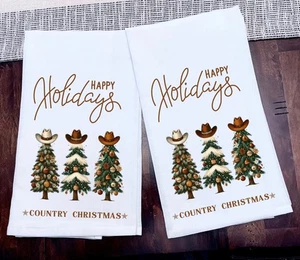 Country Weihnachten Küchentuch Geschirrtuch Cowboy Baumwolle Mehl Sack Größe 28x28 - Bild 1 von 1