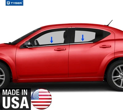 TYGER For 08-2015 Dodge Avenger 4PC Stainless Steel Chrome Window Sill Overlay - Изображение 1 из 3