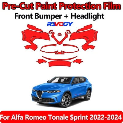 8.5Mil PreCut Front Bumper PPF Kit Film For Alfa Romeo Tonale Sprint 2022-2024 - Image 1 of 4